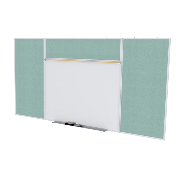 Combo Whiteboard/Bulletin, Mag Por/Vnyl, Styl E, 4 ft H x 10 ft W, Stone